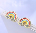 Børne øreringe 925 sølv - forgyldt; regnbue 